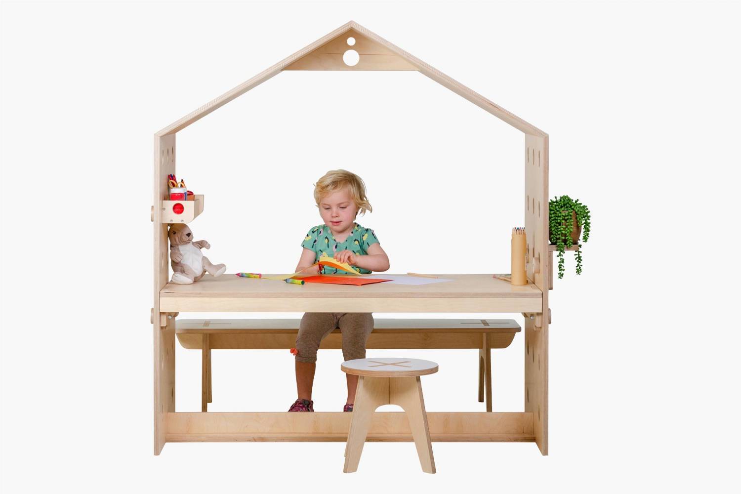 Peggo Multi Nook writing table with Child Seated 