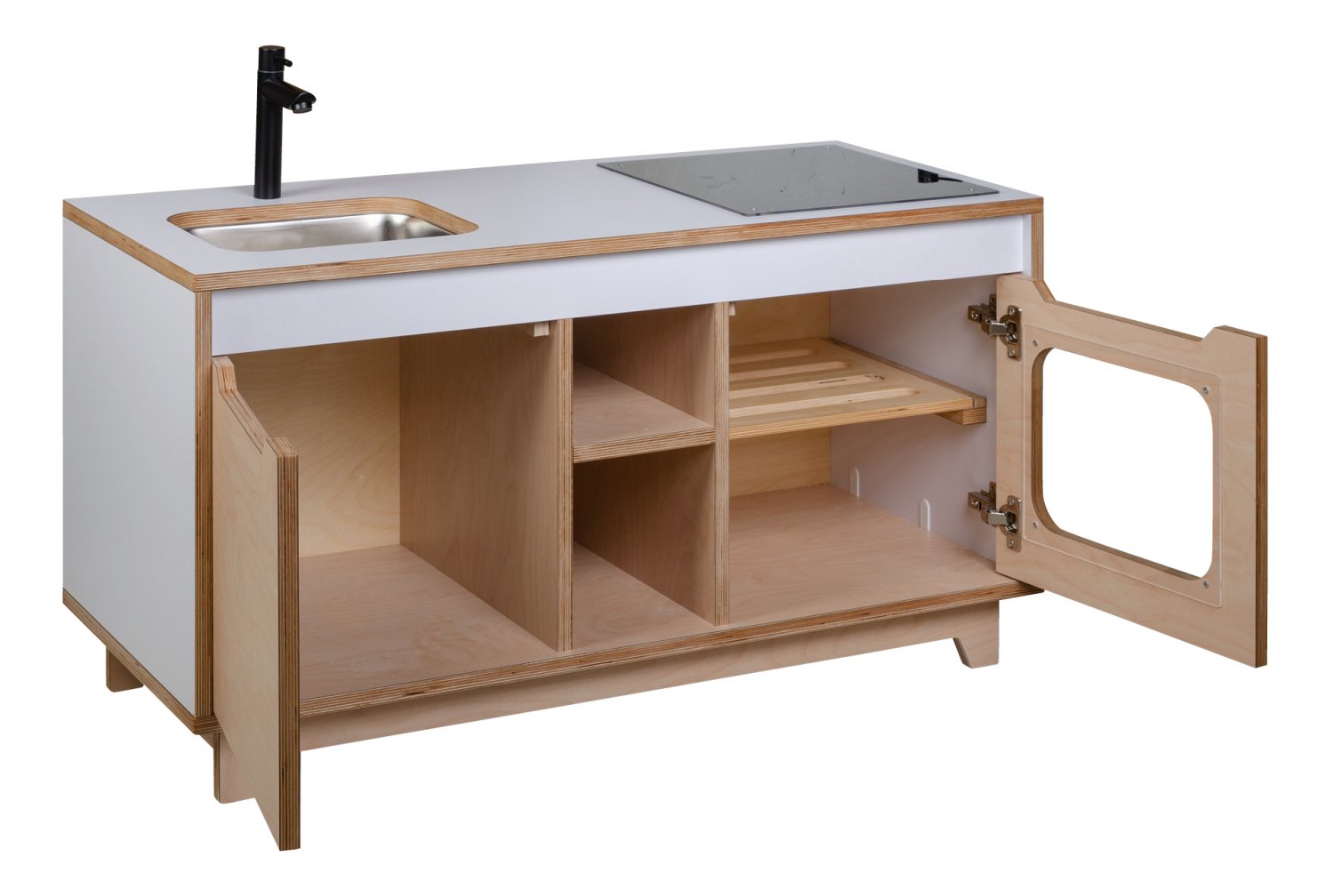 Wooden Plywood Kitchen sink & oven WHITE