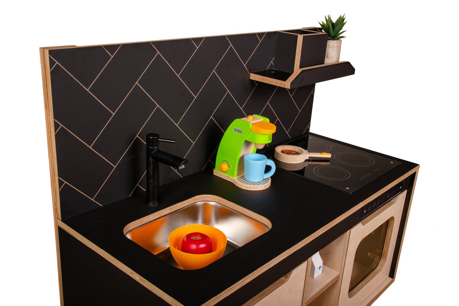 Wooden Plywood Kitchen for early learning BLACK
