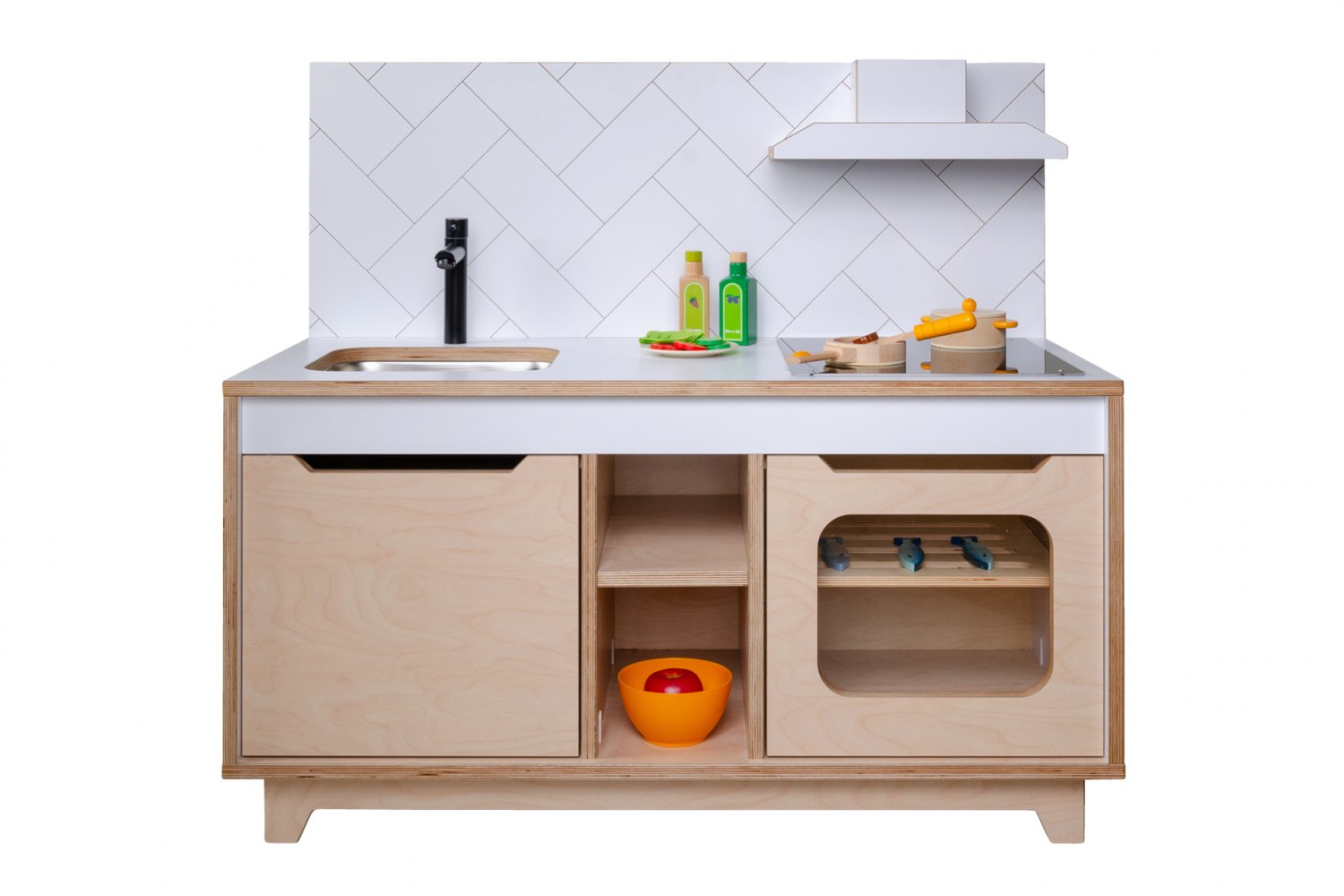 Wooden Plywood Kitchen for early learning WHITE