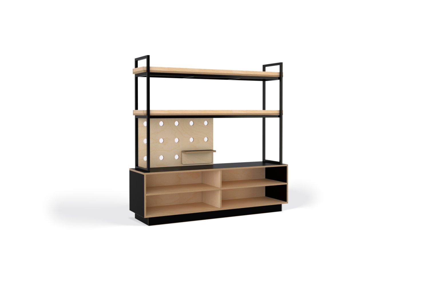5 Bay shelving 2 tier open Black HPL