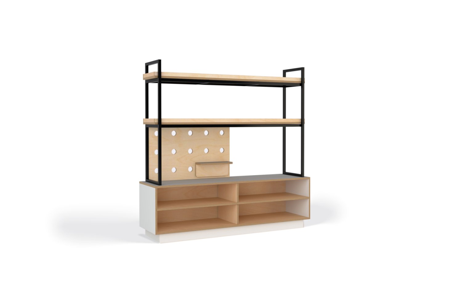 5 Bay shelving 2 tier white HPL