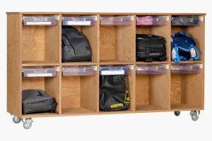 wooden storage/bag lockers
